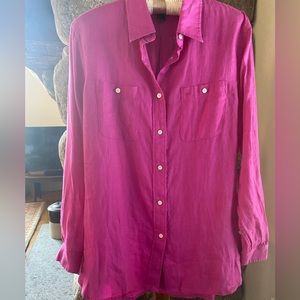 Lauren Ralph Lauren Pink Oversized Linen Shirt